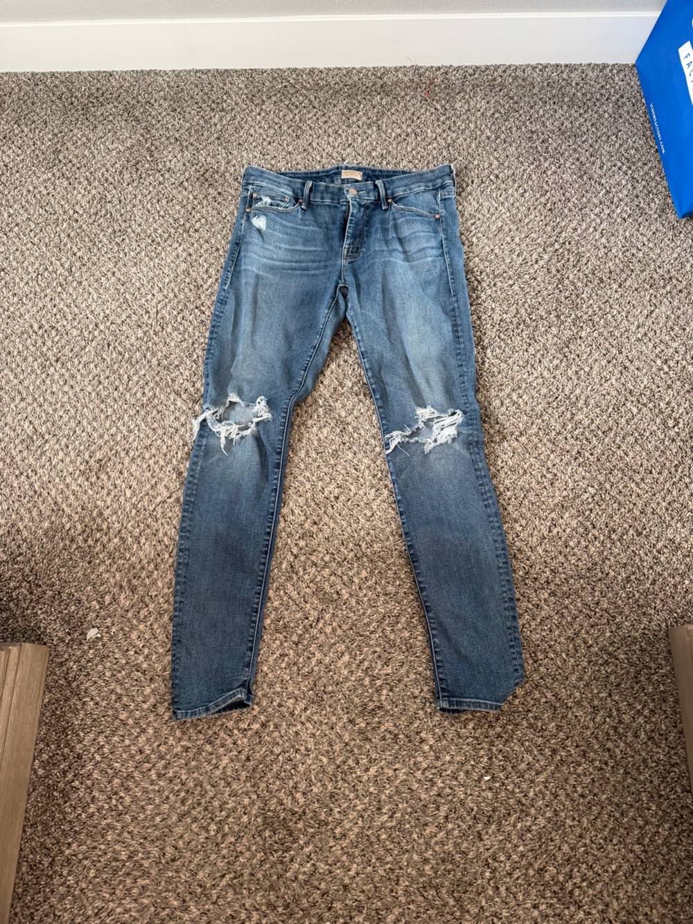 Mother Distressed Blue Denim Jeans